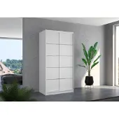 Fun-Möbel Schiebetürenschrank Schrank Nr.130 in Weiß matt 100x200x58 cm