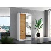 Fun-Möbel Schiebetürenschrank Schrank Nr.125 in Weiß- Artisan matt 100x200x58 cm