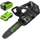 Greenworks GD40TCSK2 Akku Kettensäge mit Akku und Ladegerät, bürstenlosem Motor,