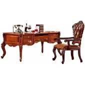AEA Klassischer Arbeitszimmer Schreibtisch Stilvoller Ledersessel Set