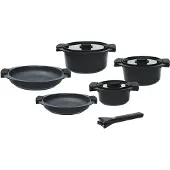 Tognana Porcellane Avantspace, Gemischtes Set, Schwarz, Aluminium, Schwarz, Bakelit, Silikon, Glas