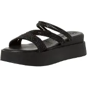 Tamaris Damen Plateau Mules Textil Keilabsatz Sommer; BLACK/schwarz; 37 EU