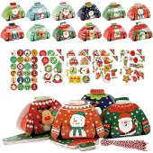 Sonstiges Adventskalender zum Befüllen mit 24 Papierboxen, Zahlenaufklebern und Hängeetiketten