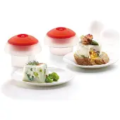 Lékué OVOS, 2-teiliges Set (Würfel + Zylinder), weiß, Silikon, transparent
