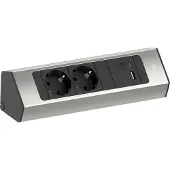 Bachmann 932.002 CASIA 2 2xCEE7/3 1xUSB A/C 22W 2,0m AEH Edelstahl-Optik 932002
