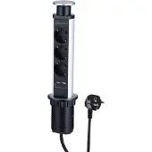 Electraline 62557 Tower Tischsteckdosenleiste 3-Fach + 2-Fach USB, komplett in T