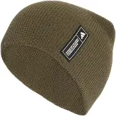 Adidas Beanie SPORTSWEAR "ESSENTIALS LABEL BEANIE", Damen, braun (olive strata, weiß), Obermaterial: 100% Polyacryl, Mützen Beanie, für Erwachsene, sportlicher Stil, aus Polyacryl