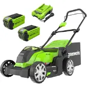 Greenworks 40V Kabelloser Akku Rasenmäher für Flächen bis zu 500 m², 41 cm Schni