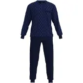 Götzburg Schlafanzug "Pyjama Schlafanzug lang", Herren, Gr. XXL, blau, Obermaterial: 60% Baumwolle CO. 40% Polyester PES., Homewear-Sets Schlafanzug