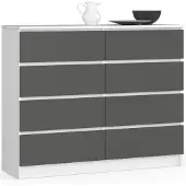 Akord Kommode Mit Schubladen Weiß/Graphit 120X40X99 Cm