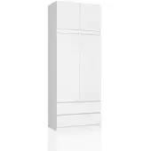 Akord Aufsatzschrank 2-Türig Mit 2 Schubladen Weiß Hochglanz 90X51X234 Cm