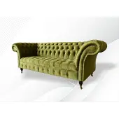 AEA Chesterfield Grüne Dreisitzer Wohnzimmer Design Couchen Polster Sofa Textil