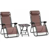 SereneLife Sonnenliege Klappbar 2er Set mit Tisch, Zero Gravity Liegestuhl Garte
