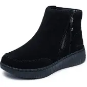 SKECHERS Winterboots "WILSHIRE BLVD-WEEKEND CRUSH", Damen, Gr. 35, schwarz (schwarz unifarben), Veloursleder, Schuhe Winterboots, Reißverschluss-Boots mit modischer Rahmennaht