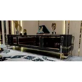 AEA TV Lowboard Wohnzimmer Mit Türen Freistehend JVMöbel Braun Holz Edelstahl Modern