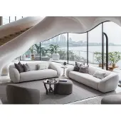 AEA Moderner weißer Wohnzimmer Set mit 3-Sitzer Sofas, Couchtisch