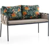 Xl Moebel Gmbh Gartensofa 2er Sofa 2 Sitzer Loungesofa Blättermuster Kissen Gartenmöbel