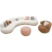 AEA Designer Wohnzimmer Garnitur Weißer 4-Sitzer Designer Stoffsessel