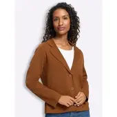 HEINE Jackenblazer "Strickblazer", Damen, Gr. 36, braun (cognac), 50% Baumwolle, 50% Polyacryl, Blazer Jackenblazer