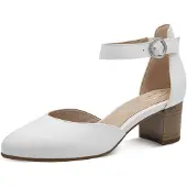 Tamaris Damen Wide FIT Pumps mit Riemen aus Leder, White Nappa, 37