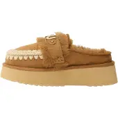 Mou für Damen. MU.FW681006A Lederclogs mit Logo auf braunem Riemen (40), 3 bis 5 cm, Keine, Lässig