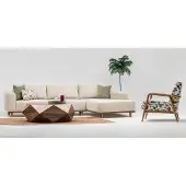 AEA Komplette Ecksofa L-Form Sessel Polstersofa Stoffsofa Beige Sofa Couch