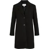 Vila Kurzmantel "VICLAUDIA BUTTON COAT - NOOS", Damen, Gr. 40, schwarz (schwarz beauty), Web, Obermaterial: 100% Polyester, unifarben, regular fit kniefrei, V-Ausschnitt, Mäntel Kurzmantel