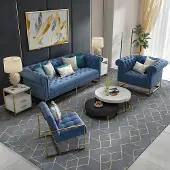 AEA Chesterfield Sofa Edelstahl Couch Polster Sitz Garnitur 3+1 Leder Wohnzimmer