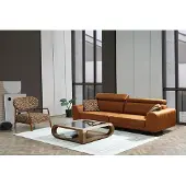 AEA Komplette Couchgarnitur Viersitzer Sessel Couch Braun Kunstleder Sofas