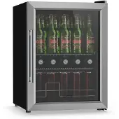 Klarstein Beersafe Getränkekühlschrank mit Glastür | 64 x 48 cm | LED-Innenbeleuchtung Silber