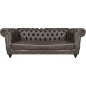 AEA Braun Leder Sofa Dreisitze Couch Einrichtung Wohnzimmer Chesterfield
