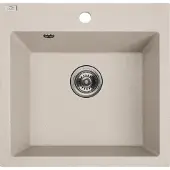 Laveo BADLAND Spülbecken Granitspüle Einzelbecken Alena 49x49 Beige | Siphon im SET!
