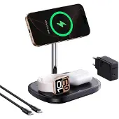 Baseus Autohalterung 3-in-1 Magnetische Qi2 15W kabellose Ladestation mit aktiver Kühlung, Büro
