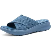 Tamaris Comfort Damen Pantoletten mit Chunky-Sohle Vegan, Blau (Denim), 37 EU