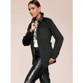 Création L Shirtjacke "Hemdjacke", Damen, Gr. 38, schwarz, 70% Viskose, 25% Polyamid, 5% Elasthan, unifarben, Shirts Shirtjacke