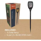 Grundig Solar Gartenfackel – FlammenEffekt LED – Außenlampe Solar – Bodenleuchte - Lampe Wetterfest IP44 – 72 cm