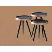 AEA Beistelltisch stilvoll Sofatisch Couchtisch Rund Holz schwarz