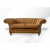AEA Braune Chesterfield 2 Sitzer Leder Nussbraun Design Couchen Sofas Couch Sofa