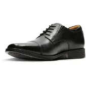 Clarks Shoes Tilden Cap Mens Black Leather, 10.5