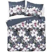 Detexpol Bettwäsche, Flanellbettwäsche, Warm, Für den Winter 200x220 6045a Grau, Blumen