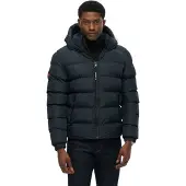 Superdry Steppjacke "PREMIUM HOOD PUFFER JKT", Herren, Gr. S, blau (eclipse navy), Web, Obermaterial: 100% Polyester, unifarben, relaxed fit normal, Jacken Steppjacke, Kunstfaser, relaxed fit