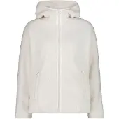 CMP Kapuzenfleecejacke "WOMAN JACKET FIX HOOD", Damen, Gr. 38, weiß (b.co gesso), Obermaterial: 100% Polyester, Jacken Kapuzenfleecejacke, mit Kapuze, sportlicher Stil, atmungsaktiv, wärmend
