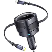 Baseus Enjoyment Max Autoladegerät mit USB-C+Lightning-Kabeln 60W Schwarz