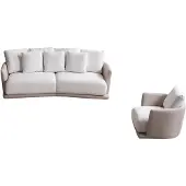 AEA s Wohnzimmer-Set Weißer 3-Sitzer Designer Relaxsessel 2tlg