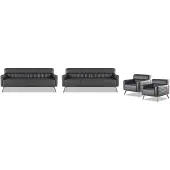 AEA Sofas 3-Sitzer Sessel Arbetiszimmer-Set 4tlg Schwarz Modern Einfarbig
