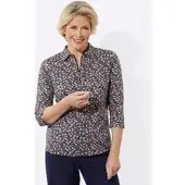 Witt Weiden Poloshirt CLASSIC "Poloshirt", Damen, Gr. 54, bunt (marine, papaya, bedruckt), 100% Baumwolle, geblümt, gemustert, mehrfarbig, Shirts Poloshirt