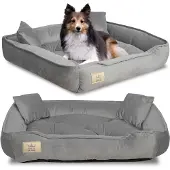 AIO Factory Hundebett, Laufstall, 115 x 95 cm, Samt, grau