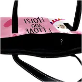 Markenlos Personalisierte Schultertasche aus Kunstleder, Alpaka, Pink, Mehrfarbig