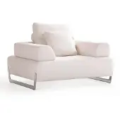 AEA Weißer Polstersessel Metallfüße Wohnzimmer Stoffsessel Relaxsessel