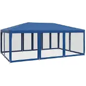 vidaXL Partyzelt mit 10 Mesh-Seitenteilen Blau 6x4 m HDPE